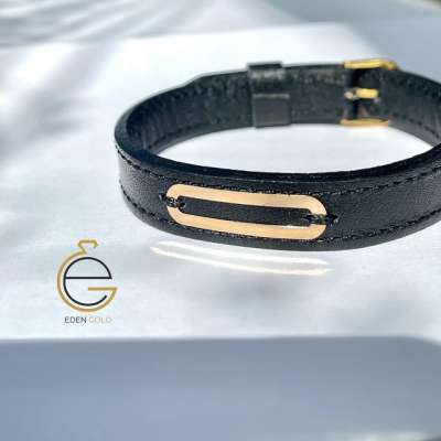 دستبند مردانه ‎مستطیل لبه گرد طلا