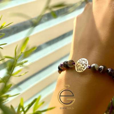 دستبند طرح بته جقه طلا ۱۸ عیار