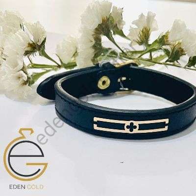 دستبند طلا ونکلیف بند چرمی