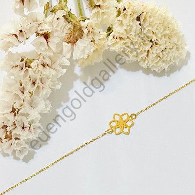 دستبند طلا گل 6 پر با زنجیر