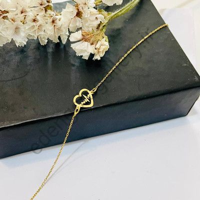 دستبند قلب و ضربان با بند زنجیری