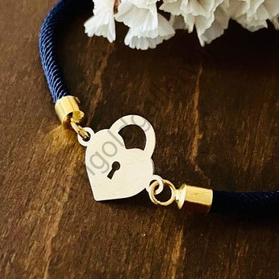 دستبند طرح قلب و قفل