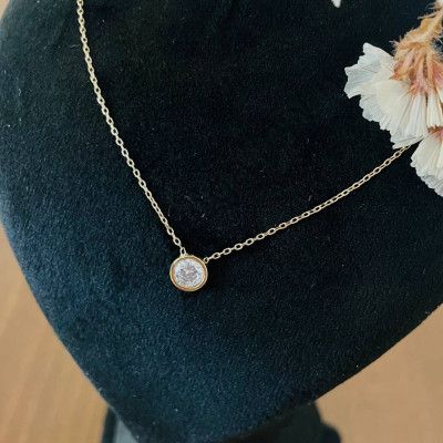 گردنبند تک نگین با زنجیر طلا