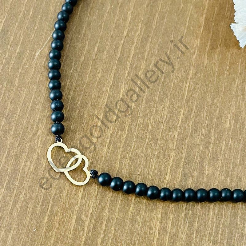 گردنبند مهره ای طرح دو قلب