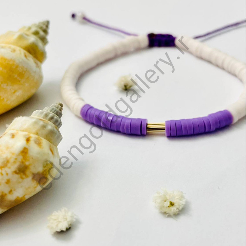 دستبند طلا استوانه کوچک بند بنفش