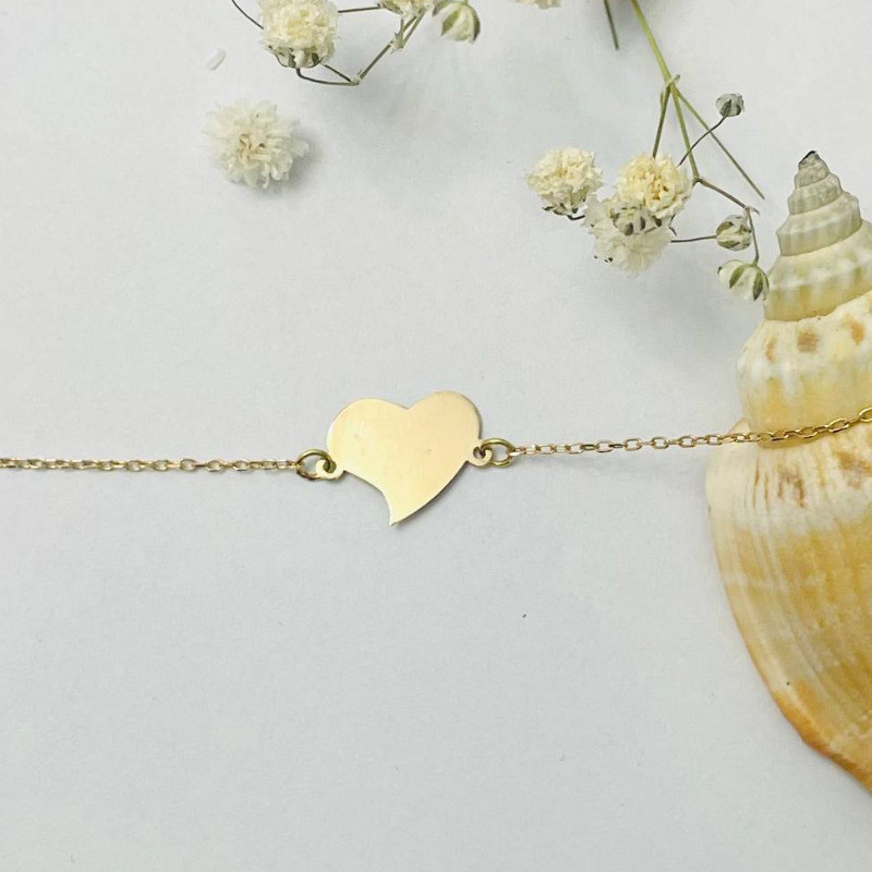 دستبند طلا با زنجیر طرح قلبی کد 511