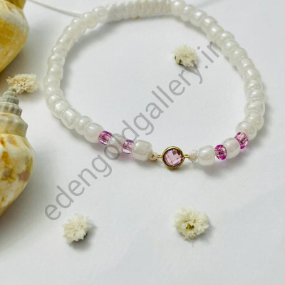 دستبند طلا نگین صورتی