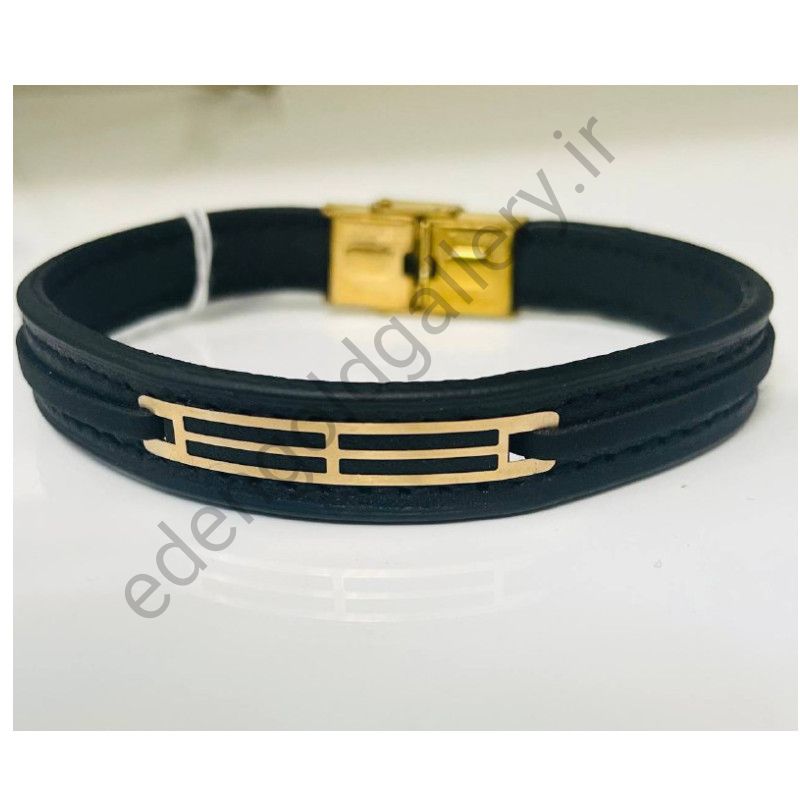 دستبند طلا چرم مردانه کد T402.410