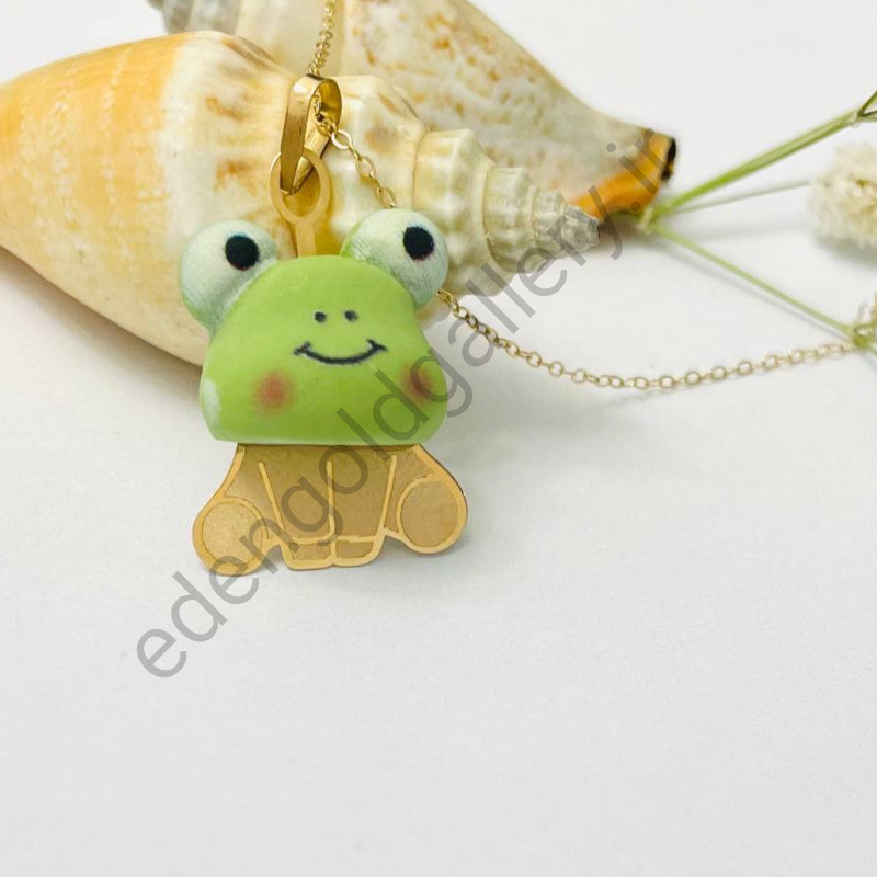 پلاک طلا بچگانه طرح قورباغه