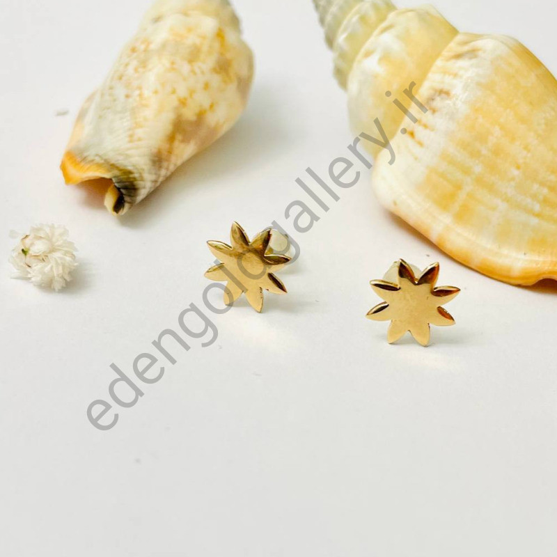 گوشواره طلا میخی گل 8 پر