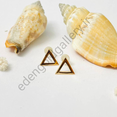 گوشواره میخی طلا طرح مثلث تو خالی