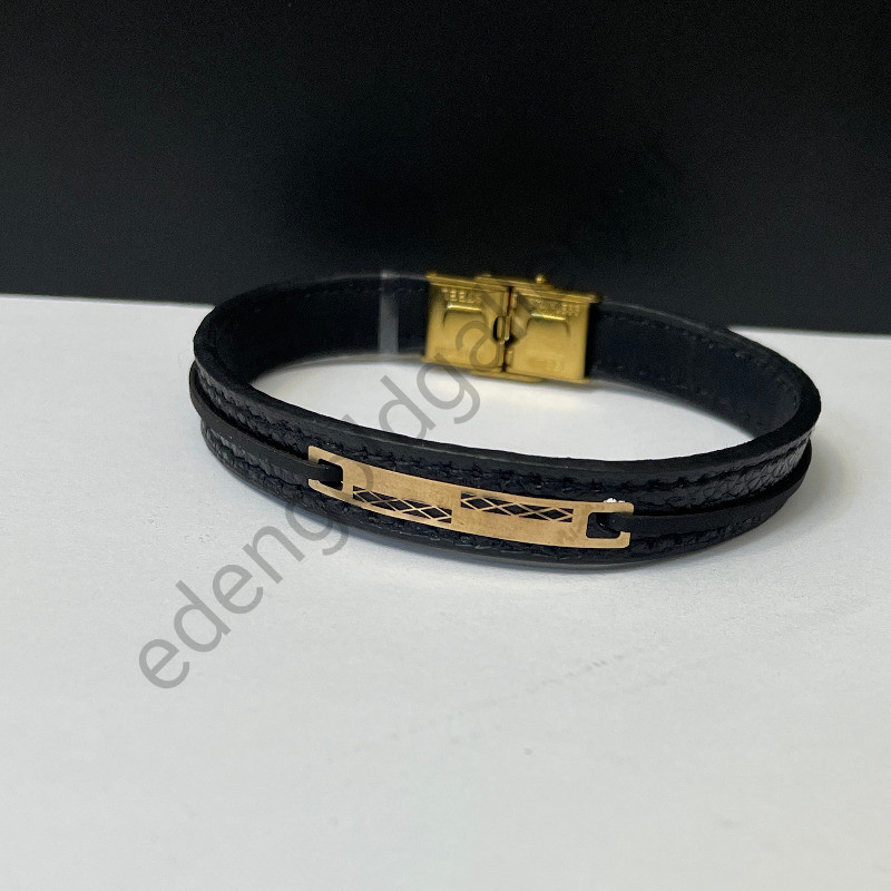 دستبند طلا مردانه چرم
