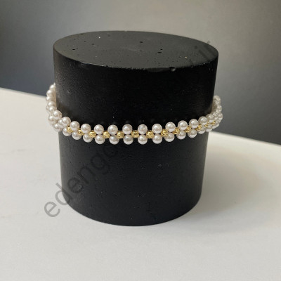 دستبند مروارید و گوی طلا