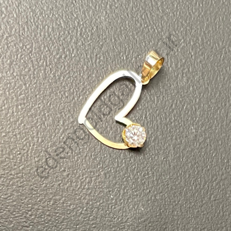 پلاک طلا قلب و نگین