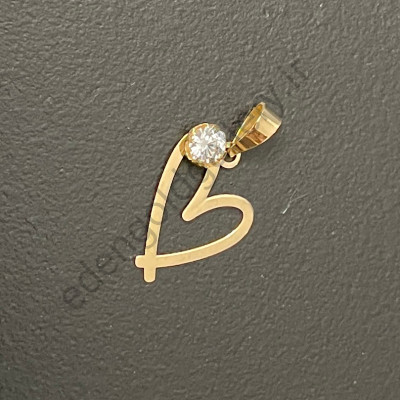 پلاک طلا قلب و نگین