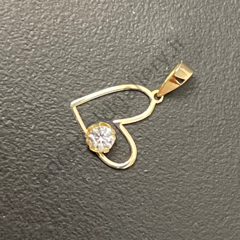 پلاک طلا قلب و نگین