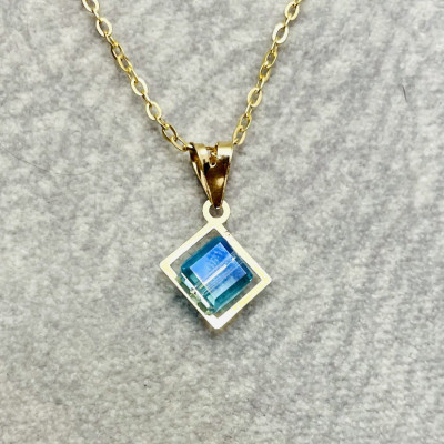 پلاک طلا مدل سواروسکی آبی کد 450